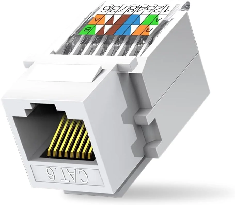 جعبه اتصال کیستون RJ45 کت 6 بدون نیاز به ابزار، بسته 50 عددی، کوپلر ماژول، سفید