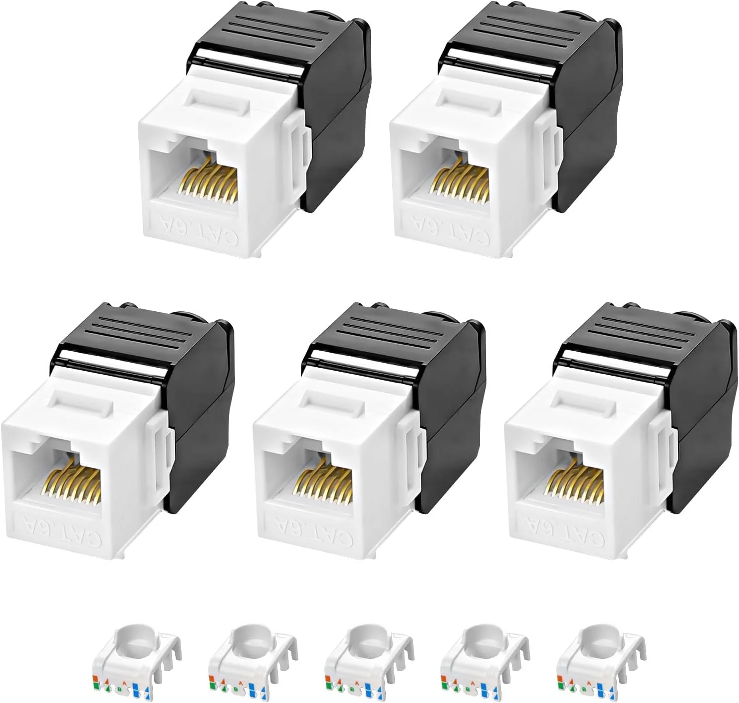 ماژول کیستون CAT6A XMSJSIY، سوکت RJ45، ماژول پنل شبکه Cat6A 10 گیگابیت بر ثانیه بدون نیاز به ابزار، ماژول کیستون RJ45 بسته شونده، آداپتور کابل اترنت - 5 عدد