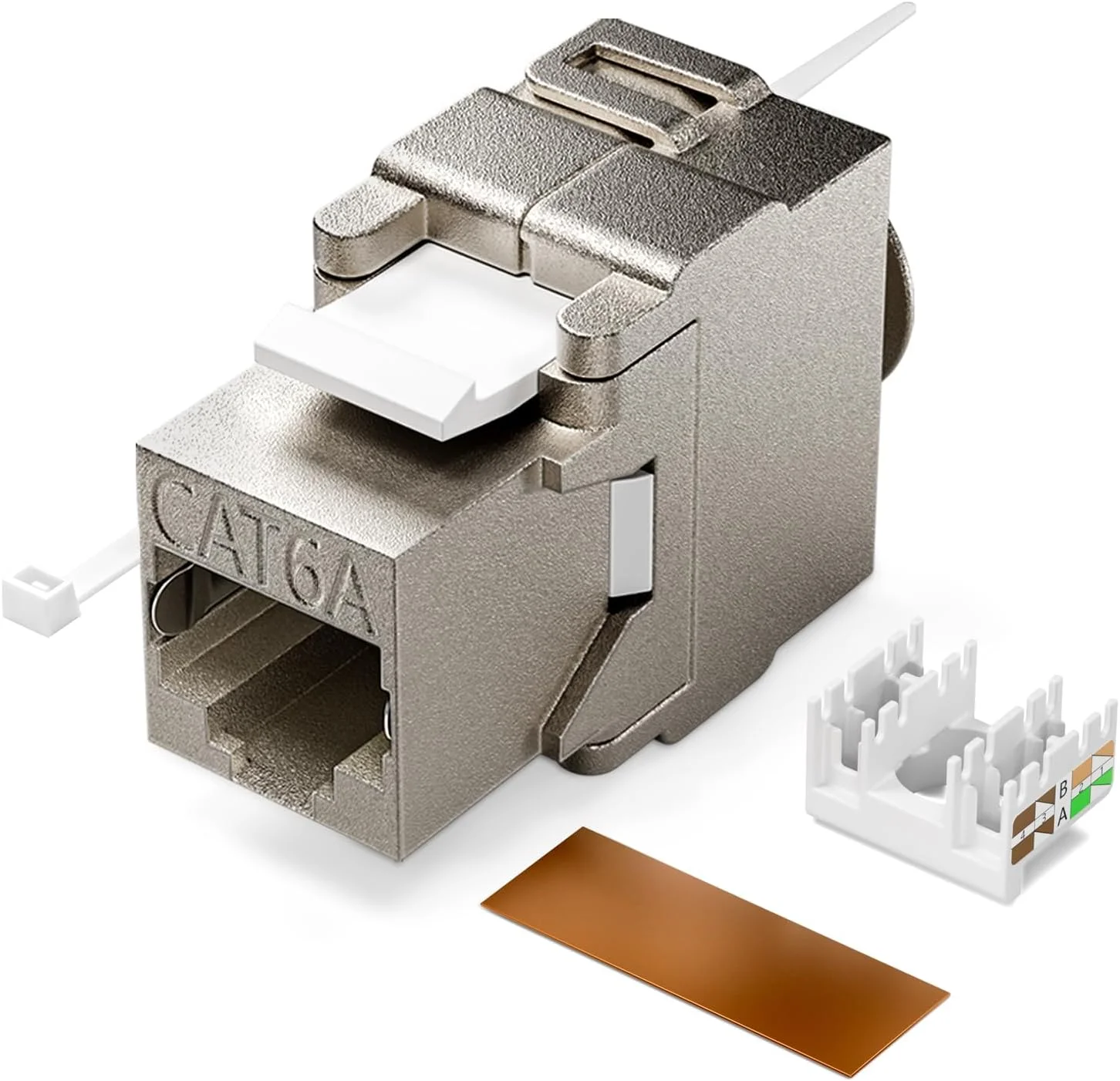 ZOERAX بسته 12 عددی جک کیستون Cat6A / Cat6 محافظ دار 10Gbps بدنه آلیاژ روی اتصال ماژولار | جک های آسان بدون نیاز به ابزار | برای کابل اترنت Cat6A تا 23AWG جامد S/FTP