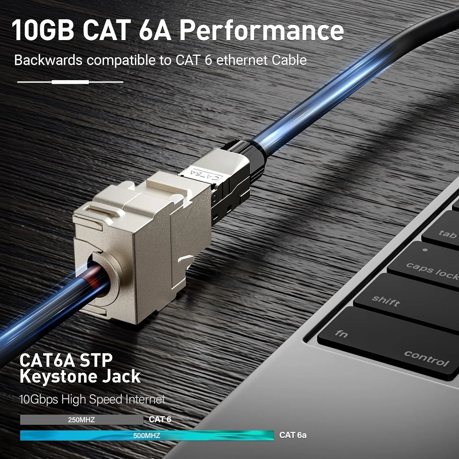 ZOERAX بسته 12 عددی جک کیستون Cat6A / Cat6 محافظ دار 10Gbps بدنه آلیاژ روی اتصال ماژولار | جک های آسان بدون نیاز به ابزار | برای کابل اترنت Cat6A تا 23AWG جامد S/FTP