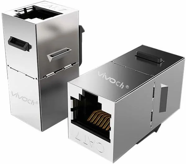 کوپلر کیستون Cat7 ویووچ، 6 عددی، کوپلر خطی کیستون Cat7، آداپتور توسعه دهنده کابل اترنت LAN شیلد دار RJ45 8P8C Cat7/Cat6A تا 10 گیگابیت بر ثانیه