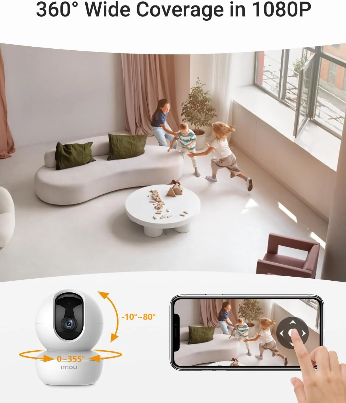 دوربین امنیتی ایمو 1080P، دوربین مداربسته برای خانه، دوربین کودک 360 درجه وای فای، دوربین های داخلی با تشخیص انسان توسط هوش مصنوعی، ردیابی حرکت، صدای دو طرفه، دید در شب IR و آژیر (Ranger SE) دوربین امنیتی ایمو 1080P، دوربین مداربسته برای خانه، دوربین کودک 360 درجه وای فای، دوربین های داخلی با تشخیص انسان توسط هوش مصنوعی، ردیابی حرکت، صدای دو طرفه، دید در شب IR و آژیر (Ranger SE)