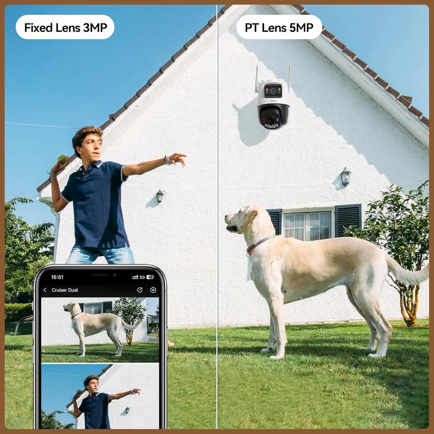 دوربین فضای باز بی سیم Imou 5K، دوربین دو لنز برای نظارت در فضای باز، دوربین برای خانه، دوربین های امنیتی فضای باز، دوربین بی سیم، لنز ثابت 3 مگاپیکسلی و PT 5 مگاپیکسلی، Cruiser Dual 8MP، سازگار با Alexa دوربین فضای باز بی سیم Imou 5K، دوربین دو لنز برای نظارت در فضای باز، دوربین برای خانه، دوربین های امنیتی فضای باز، دوربین بی سیم، لنز ثابت 3 مگاپیکسلی و PT 5 مگاپیکسلی، Cruiser Dual 8MP، سازگار با Alexa