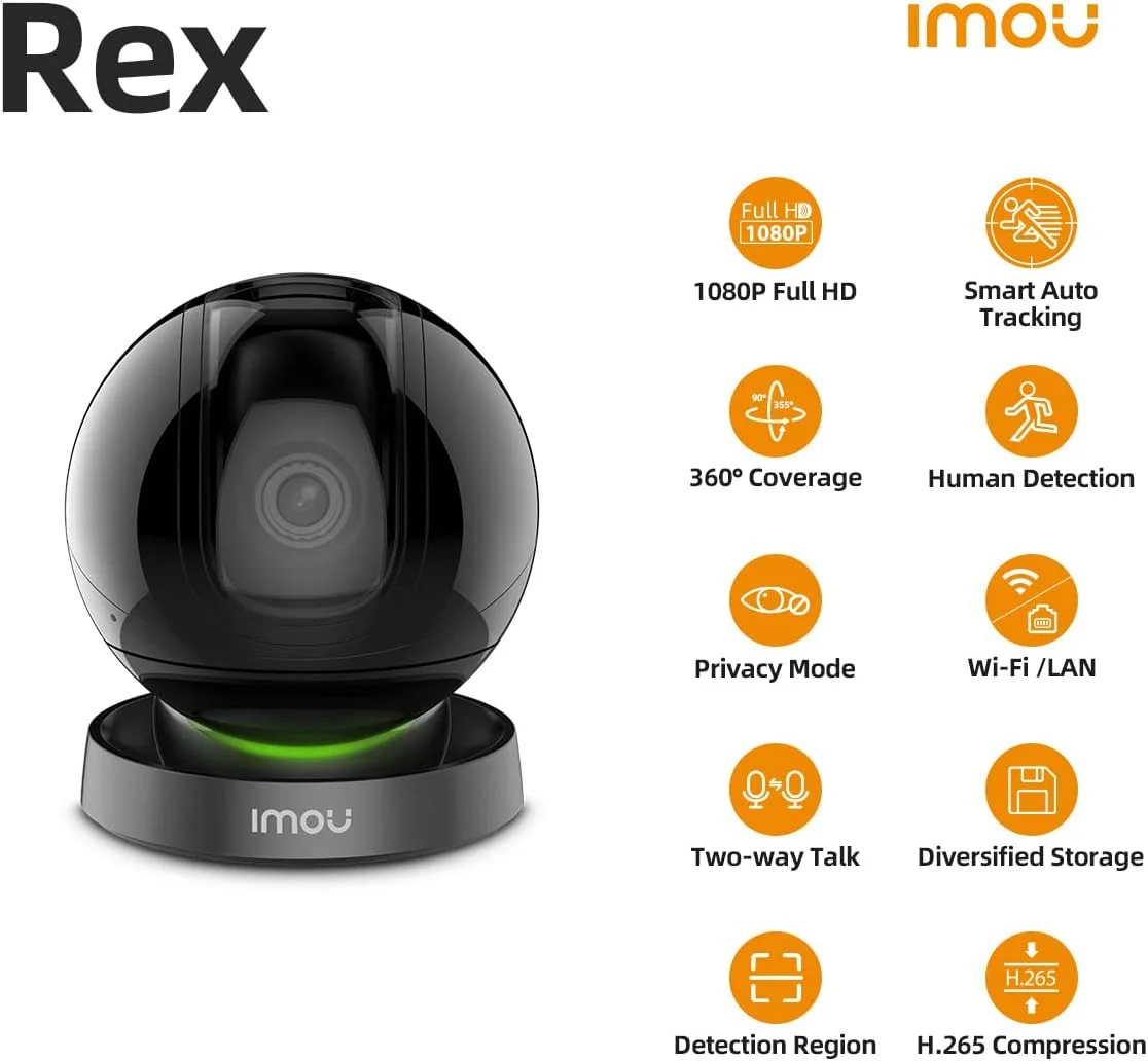 دوربین نظارتی ایمو 1080P داخلی، دوربین وای فای 360 درجه برای خانه هوشمند با تشخیص انسان، ردیابی حرکت، مکالمه دو طرفه، دید در شب IR، حالت حریم خصوصی، هشدار نور صدا (Rex 2MP) دوربین نظارتی ایمو 1080P داخلی، دوربین وای فای 360 درجه برای خانه هوشمند با تشخیص انسان، ردیابی حرکت، مکالمه دو طرفه، دید در شب IR، حالت حریم خصوصی، هشدار نور صدا (Rex 2MP)