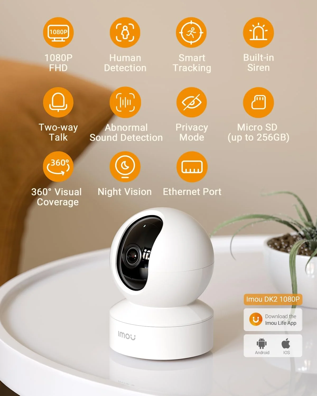 دوربین امنیتی 1080P Imou برای خانه، دوربین هوشمند داخلی نظارتی، دوربین خانگی 360 درجه موتوری، دید در شب IR، مانیتور کودک تشخیص صدای غیرعادی، مکالمه دو طرفه، دوربین حیوانات خانگی، آژیر داخلی (DK2 1080P) دوربین امنیتی 1080P Imou برای خانه، دوربین هوشمند داخلی نظارتی، دوربین خانگی 360 درجه موتوری، دید در شب IR، مانیتور کودک تشخیص صدای غیرعادی، مکالمه دو طرفه، دوربین حیوانات خانگی، آژیر داخلی (DK2 1080P)