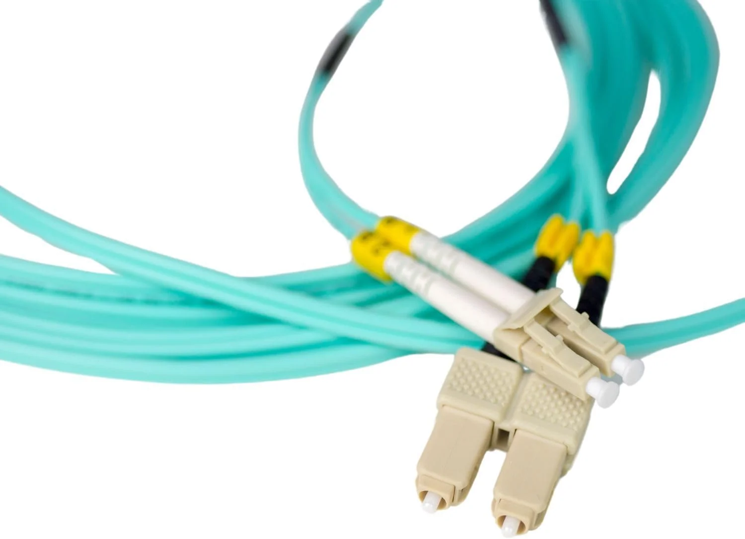 سیم رابط فیبر نوری دوپلکس چند حالته DKURVE (OM3 50/125μm, LSZH 2.0mm) - 0.5 متر، بسته 3 عددی (LC-SC)