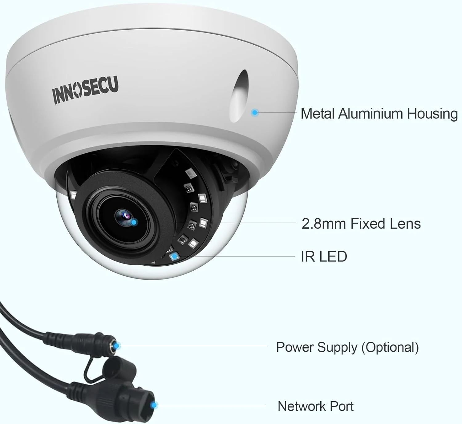 دوربین امنیتی دام UltraHD 8MP PoE، دوربین IP سیمی ضد خرابکاری برای خانه و کسب و کار، تشخیص هوشمند انسان و وسیله نقلیه، دید در شب 30 متر، زاویه دید عریض 110 درجه 2.8 میلی متر، میکروفون داخلی، IND8BR56A دوربین امنیتی دام UltraHD 8MP PoE، دوربین IP سیمی ضد خرابکاری برای خانه و کسب و کار، تشخیص هوشمند انسان و وسیله نقلیه، دید در شب 30 متر، زاویه دید عریض 110 درجه 2.8 میلی متر، میکروفون داخلی، IND8BR56A