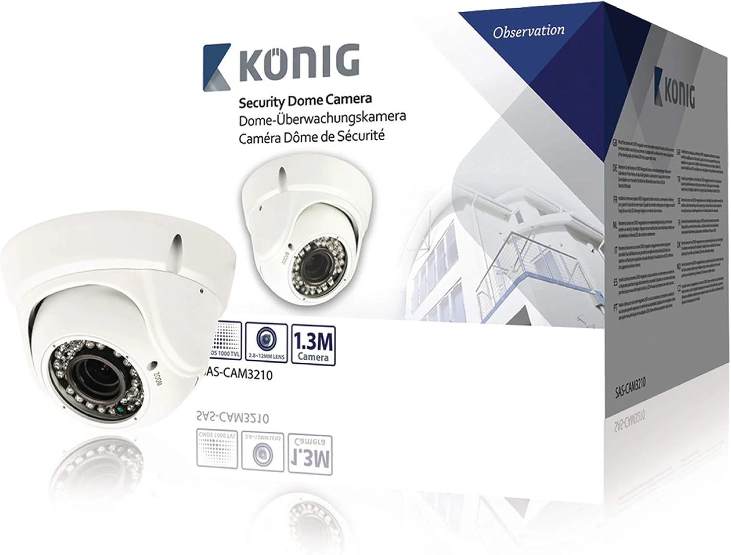 دوربین مداربسته دام König SAS-CAM3210 با لنز زوم، سفید