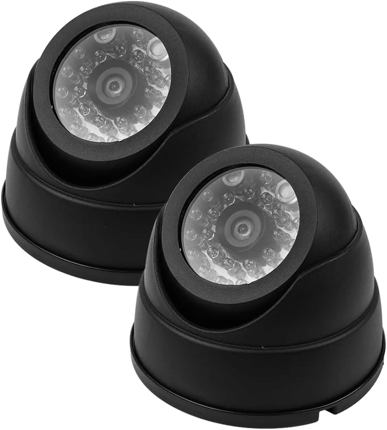 دو عدد دوربین مداربسته طرح دام با چراغ LED چشمک زن، دوربین امنیتی شبیه سازی شده داخلی (مشکی)