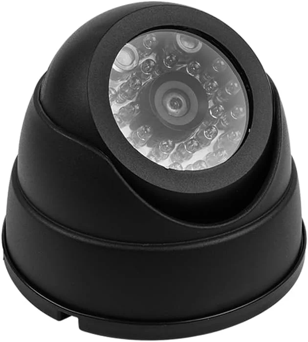 دو عدد دوربین مداربسته طرح دام با چراغ LED چشمک زن، دوربین امنیتی شبیه سازی شده داخلی (مشکی)