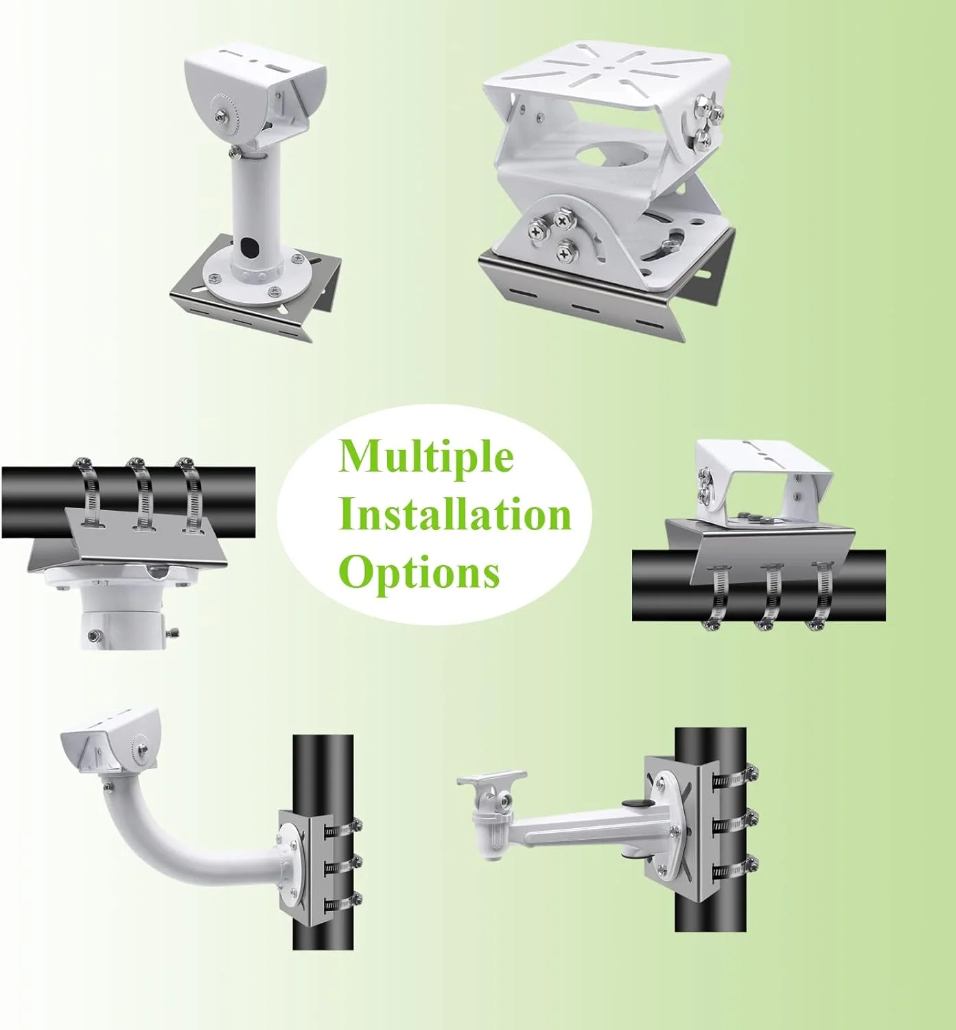 2 عدد براکت نصب دیواری جهانی با 6 حلقه، آداپتور نصب میله عمودی استیل ضد زنگ برای دوربین مداربسته امنیتی PTZ دام داخلی و خارجی AP Access Point Client CPE