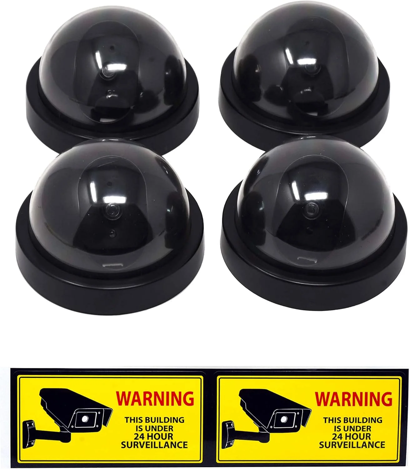 ماندالا کرافتز 4 عدد دوربین های امنیتی گنبدی جعلی و غیر واقعی با چراغ LED قرمز چشمک زن و برچسب های هشدار دهنده ماندالا کرافتز 4 عدد دوربین های امنیتی گنبدی جعلی و غیر واقعی با چراغ LED قرمز چشمک زن و برچسب های هشدار دهنده