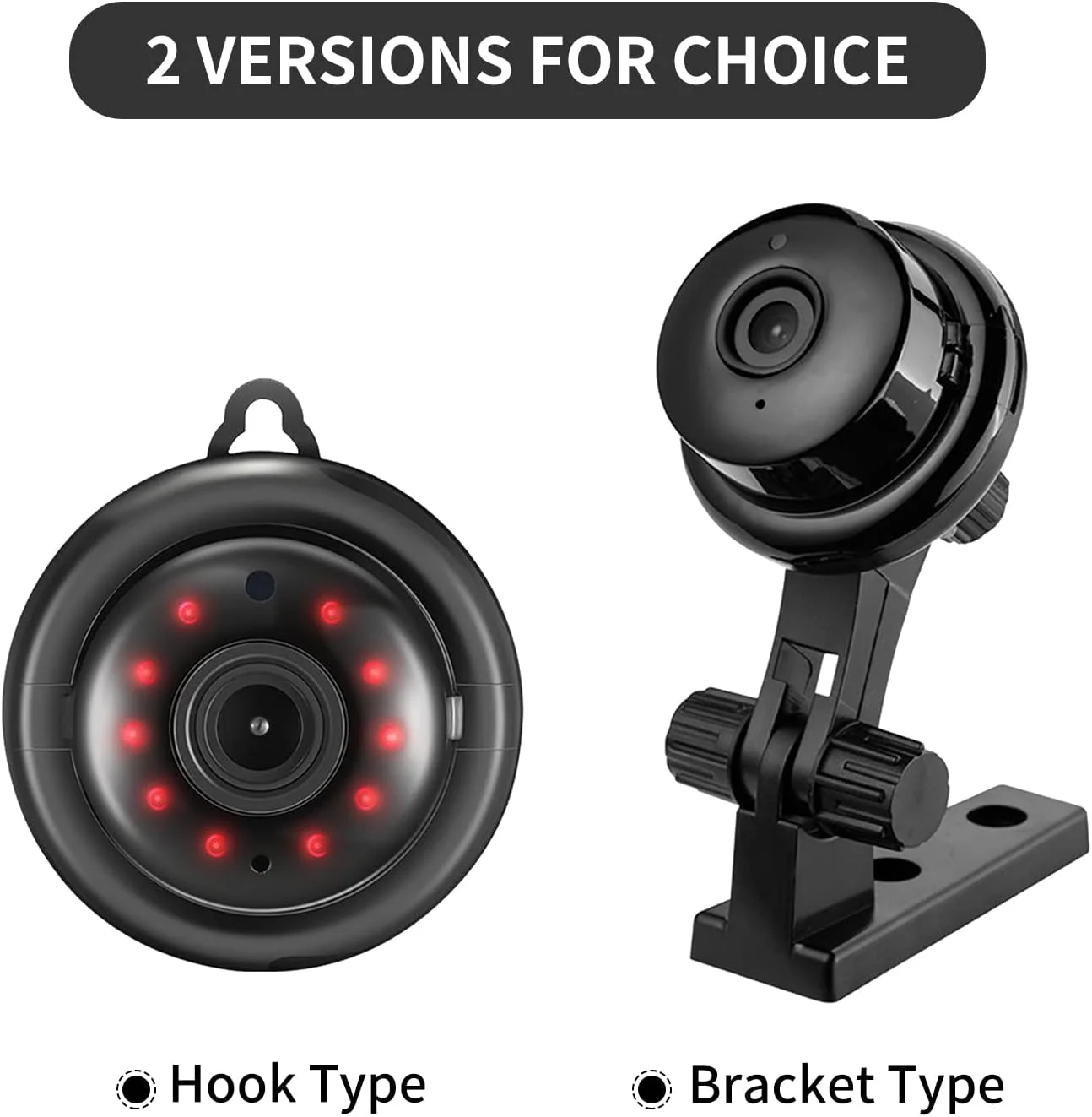 دوربین امنیتی خانگی وای فای OUNA 1080P با پشتیبانی از AP Hotspot، پشتیبانی از کارت Micro SD تا 64 گیگابایت، ضبط 24/7 (شامل نمی شود)، دید در شب، نوع قلاب