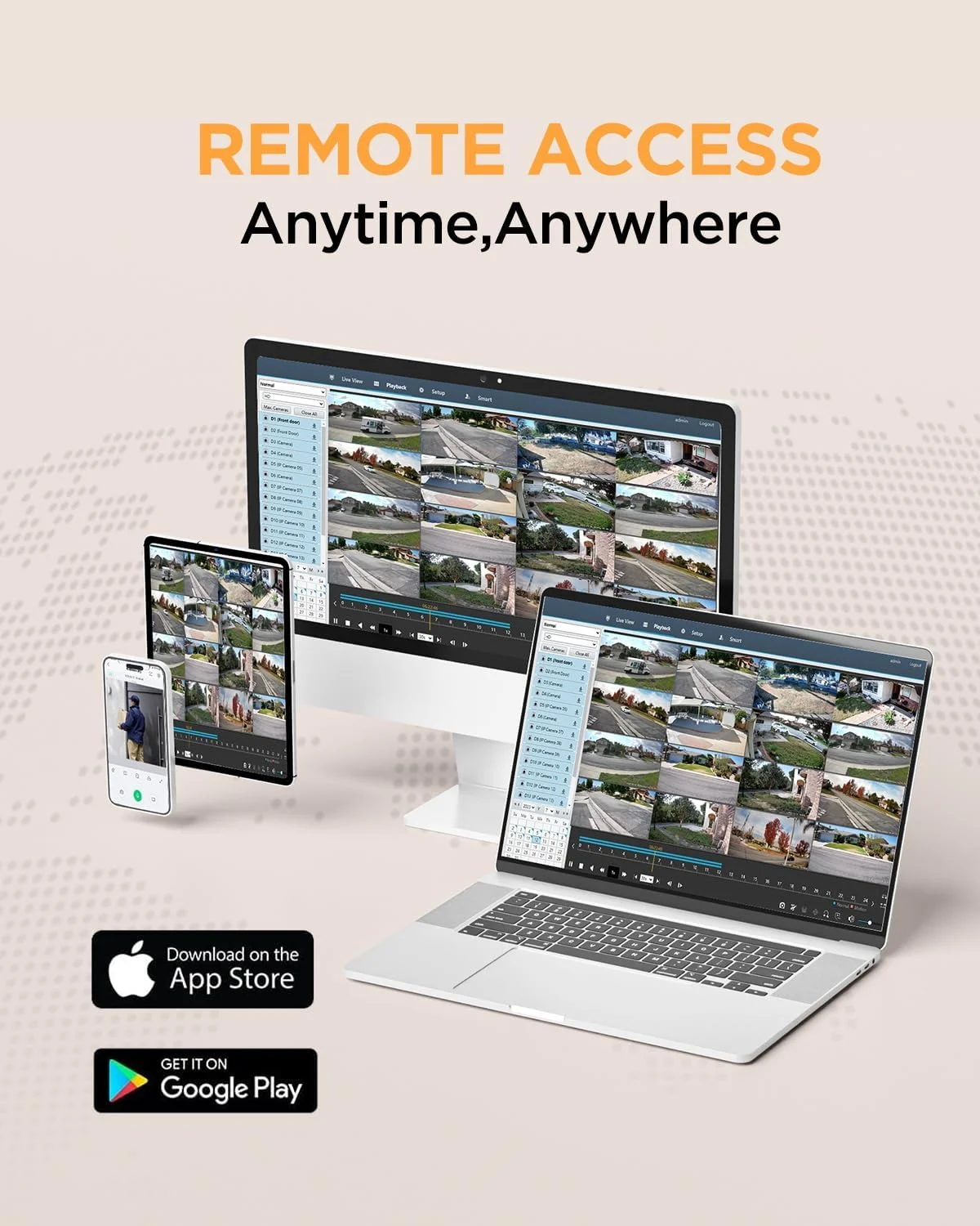 سیستم دوربین مداربسته 32 کاناله، 20 عدد دوربین 5 مگاپیکسلی دام ضد خرابکاری IK10 با سیم PoE در فضای باز با تشخیص انسان توسط هوش مصنوعی، میکروفون داخلی، دسترسی از راه دور، NVR 32 کاناله 4K با هارد دیسک 8 ترابایتی، PD54A2032-5M