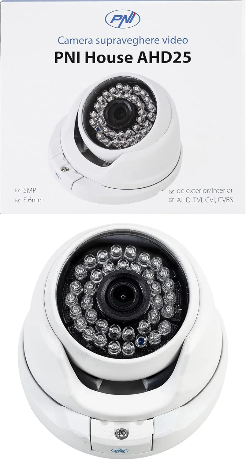 دوربین مداربسته دام 5 مگاپیکسلی PNI House AHD25 با لنز 3.6 میلی‌متری، 36 LED مادون قرمز، مناسب فضای داخلی و خارجی، استاندارد IP66