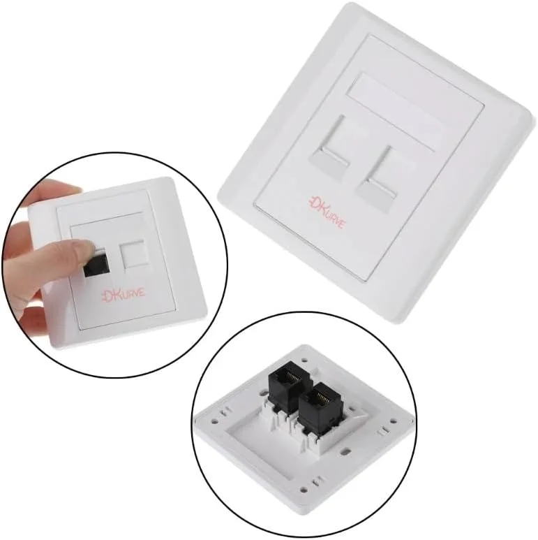صفحه دیواری اترنت تک پورت/دو پورت دو طرفه; کوپلر مادگی به مادگی RJ45; صفحه دیواری سوکت برای شبکه کابل اترنت; صفحه UK; پشتیبانی از Cat 6 برای خانه و دفتر (دو پورت)