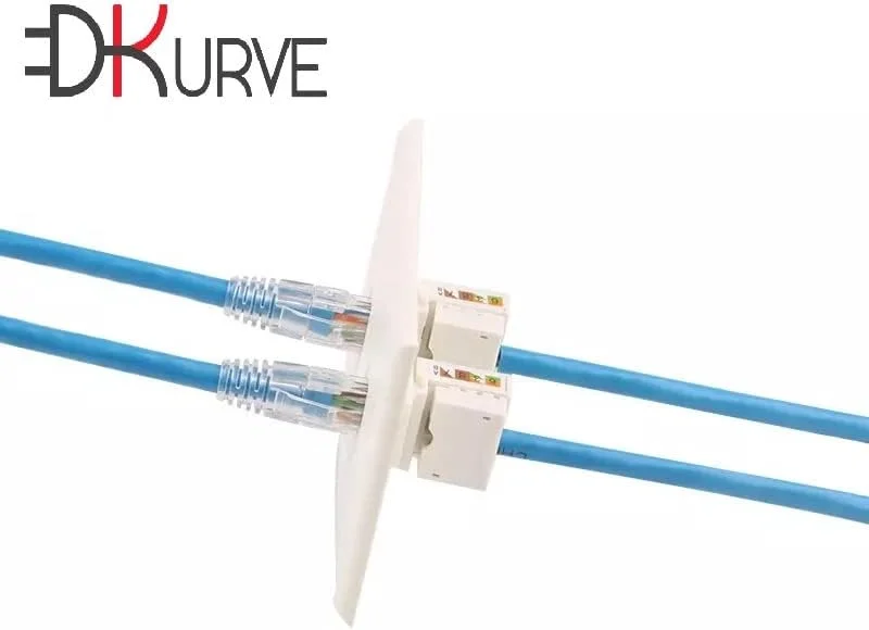 DKURVE® پریز RJ45 Cat6 شبکه دیواری دو پورت تخت با کیستون جک (2 عدد)