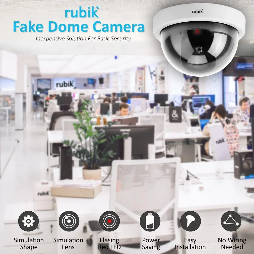دوربین مداربسته دام پلاستیکی رُبیک با چراغ LED قرمز، دوربین امنیتی شبیه سازی شده با چراغ LED (سفید)