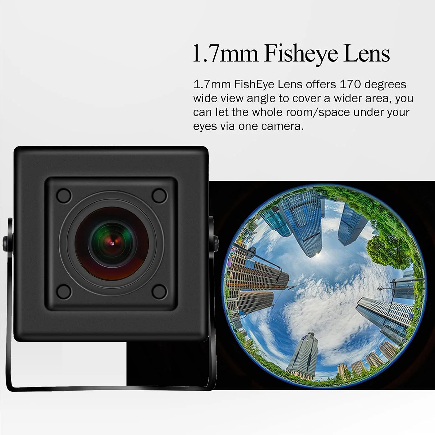 دوربین مداربسته مینی فیش آی POE تحت شبکه Revotech، دوربین امنیتی داخلی HD 3 مگاپیکسل CCTV لنز 1.7 میلی متری زاویه دید گسترده 170 درجه P2P H.265 (I706-3-P مشکی)