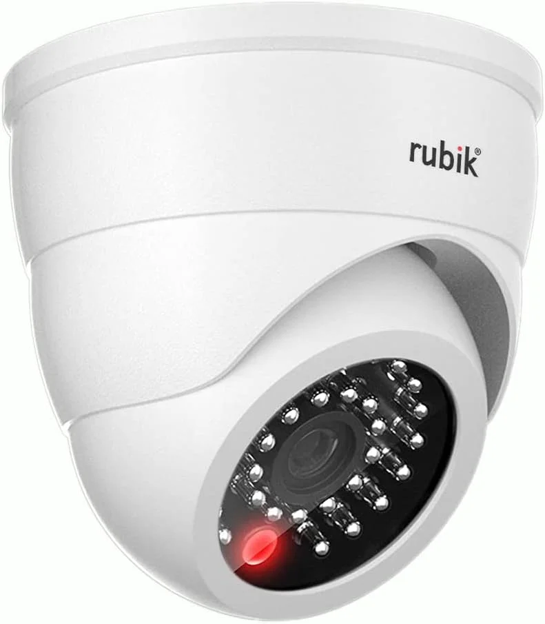 دوربین مداربسته طرح رُبیک با چراغ LED چشمک‌زن، دوربین امنیتی نظارتی جعلی قابل تنظیم برای فضای داخلی (سفید)
