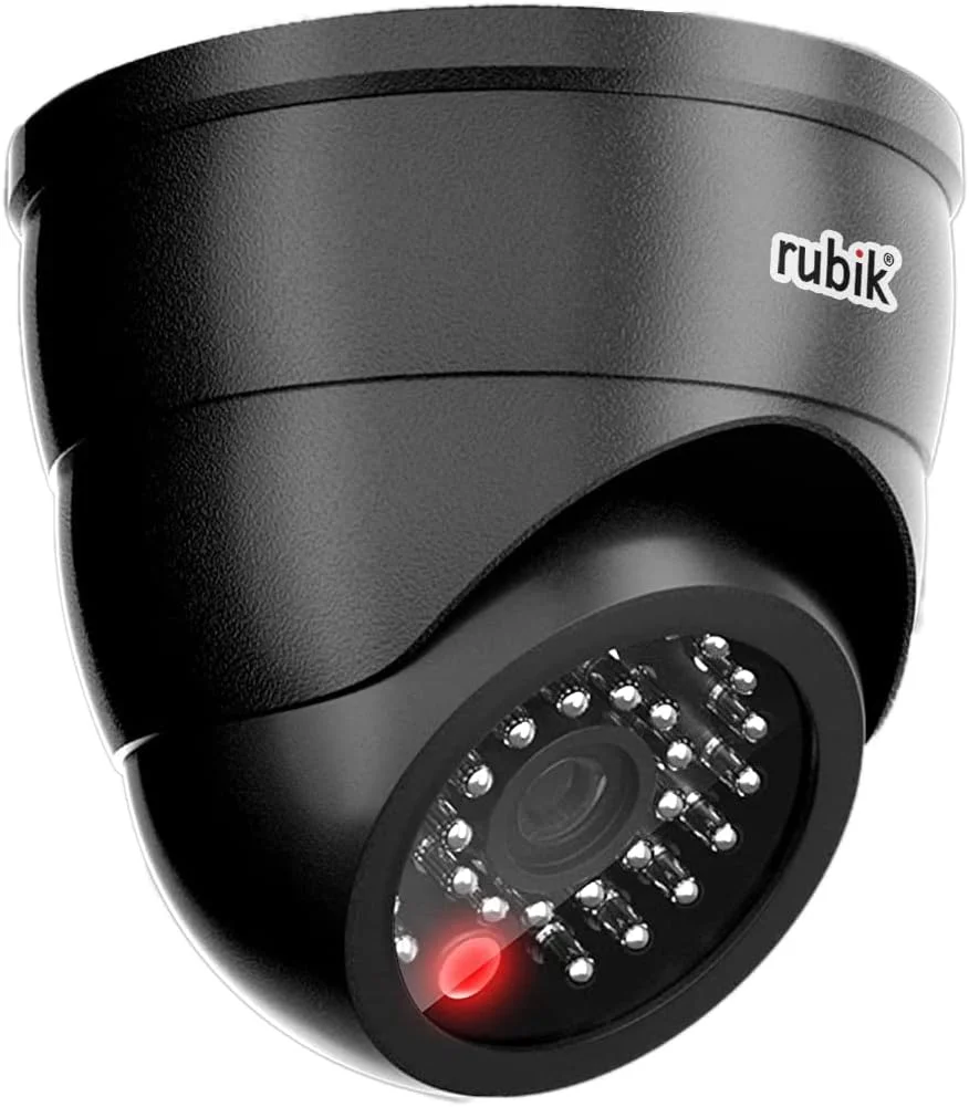 دوربین مداربسته طرح رُبیک با چراغ LED چشمک زن، دوربین امنیتی گنبدی شکل قابل تنظیم با چراغ LED (1، مشکی)