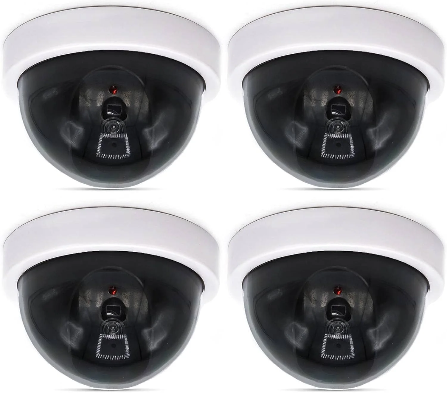 4 عدد دوربین امنیتی تقلبی، دوربین مداربسته تقلبی با چراغ امنیتی چشمک زن، چرخشی، دوربین مداربسته گنبدی تقلبی برای کودکان، دوربین امنیتی مدل برای خانه/دفتر/فروشگاه