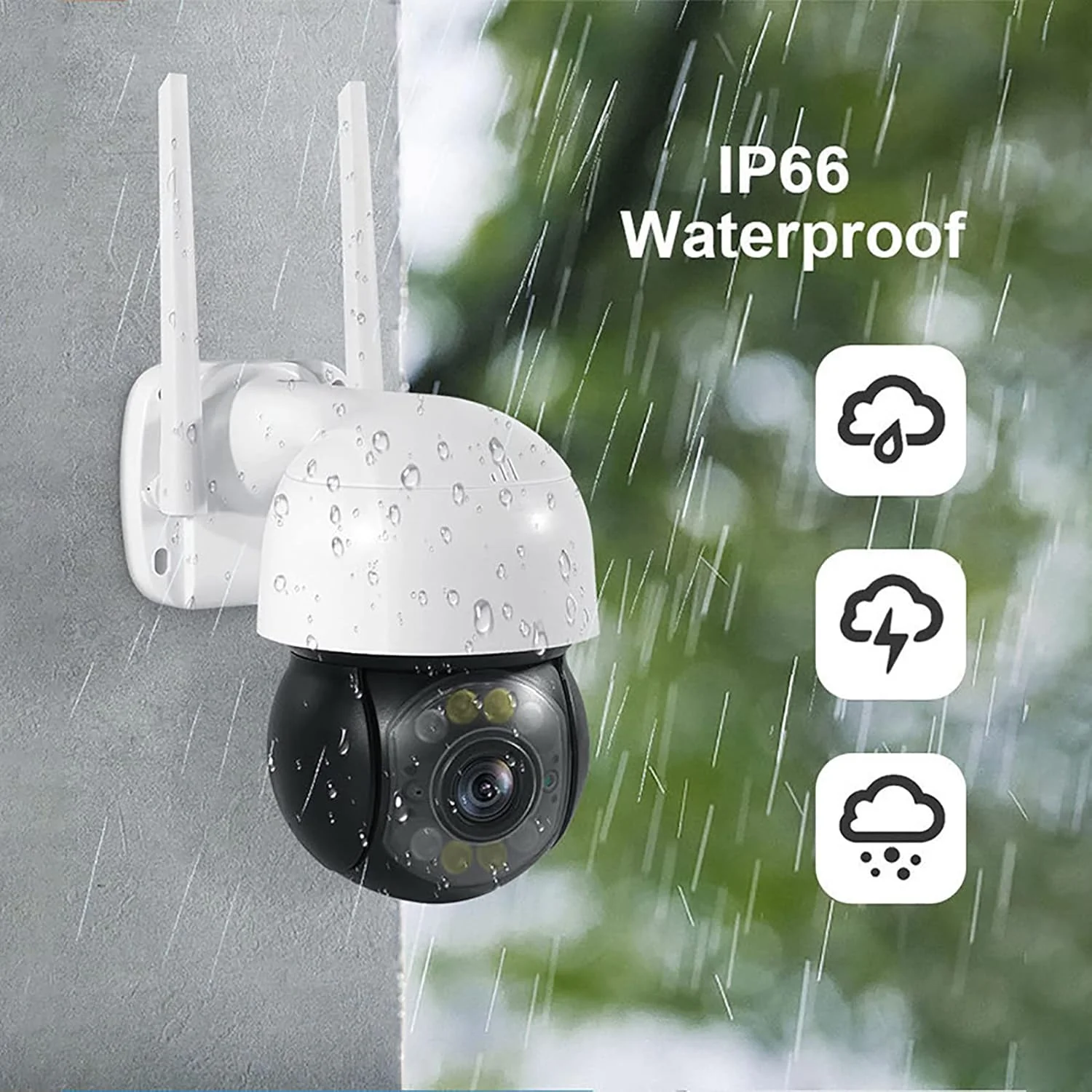 دوربین مداربسته دام امنیتی 300W (dpi) دید در شب تمام رنگی دوربین ضد آب IP66 با کارت SD 128G — ردیابی خودکار + فضای ذخیره سازی ابری + صدای دو طرفه
