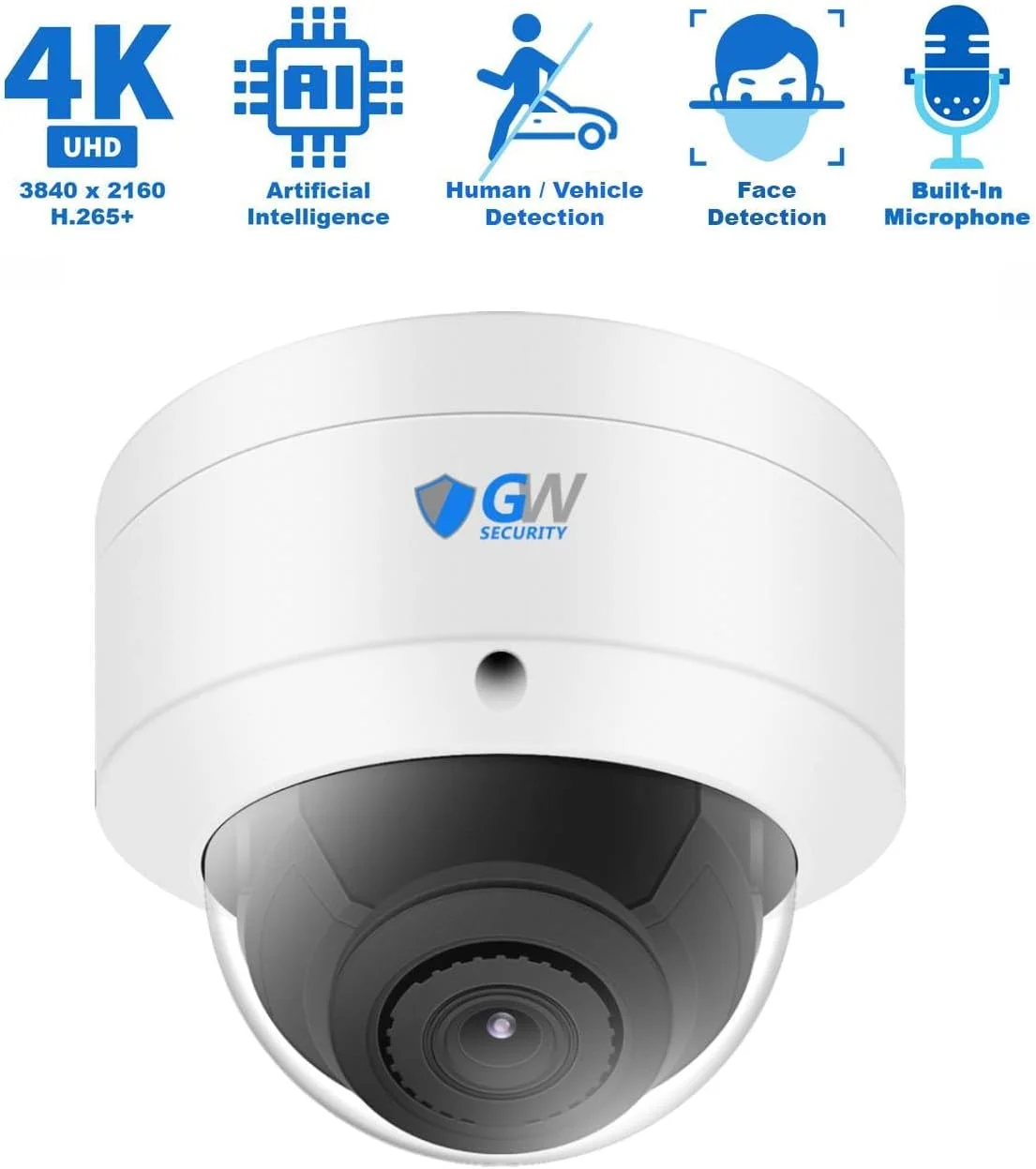 سیستم دوربین مداربسته 8 کاناله PoE با NVR UltraHD 4K تشخیص چهره/انسان/خودرو به همراه 8 دوربین دام هوشمند AI با میکروفون IP 8 مگاپیکسلی 4K، دید در شب 30 متری، دوربین نظارتی داخلی/خارجی