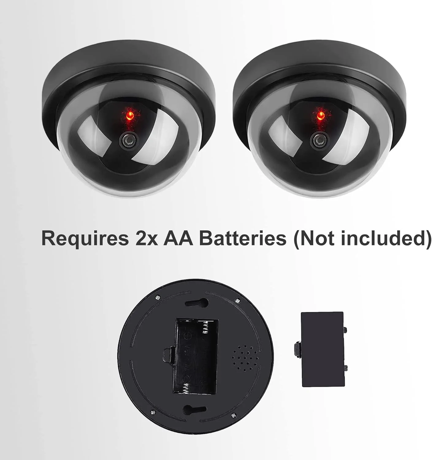 ۲ عدد دوربین مداربسته دام تقلبی، شبیه سازی دوربین امنیتی واقعی برای فضای داخلی و خارجی با چراغ LED قرمز چشمک زن - محافظت از خانه، دفتر و کسب و کار