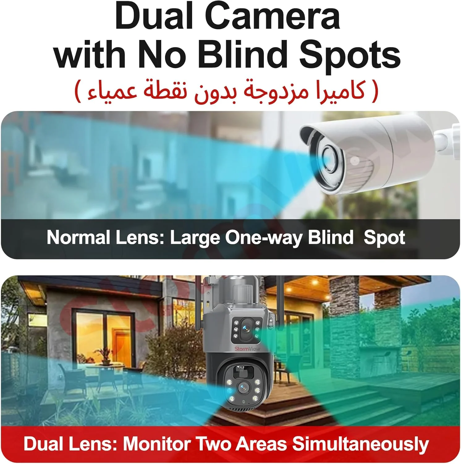 دوربین امنیتی خورشیدی وای فای، 4 مگاپیکسل دو لنز، نظارت 360 درجه، ضد آب، ارتباط صوتی دو طرفه، تشخیص حرکت دوربین امنیتی خورشیدی وای فای، 4 مگاپیکسل دو لنز، نظارت 360 درجه، ضد آب، ارتباط صوتی دو طرفه، تشخیص حرکت