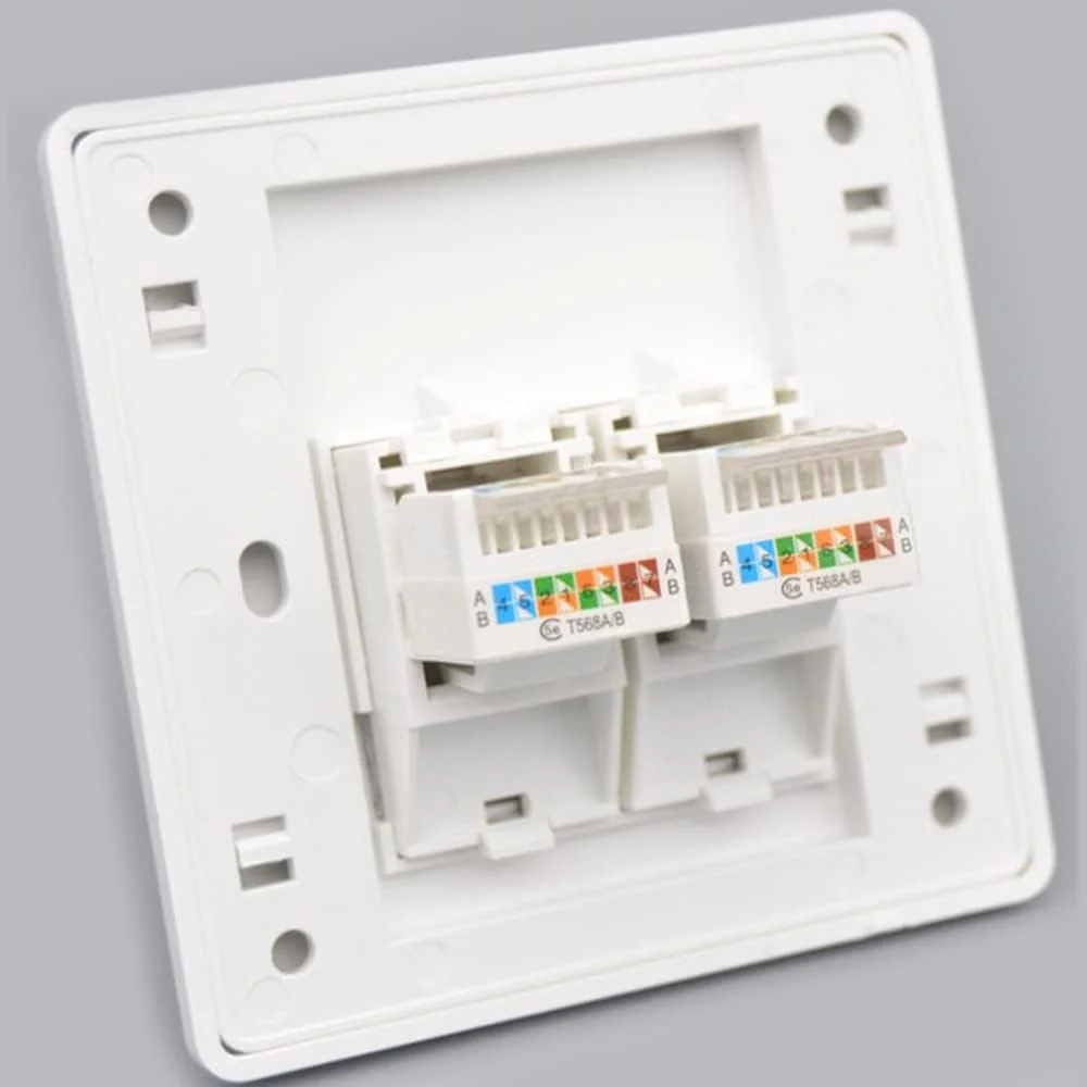 پریز شبکه گیگابیتی CAT5E، صفحه رو RJ45 اترنت، جعبه پریز پورت شبکه برای نصب کابل اترنت، پنل رابط اینترنت 86x86 میلی متر (6 پورت)