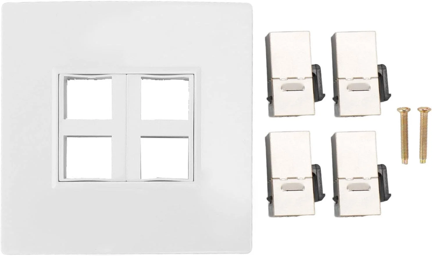 صفحه دیواری اترنت CAT6، صفحه دیواری 4 پورت مادگی به مادگی برای کابل CAT5 CAT5E CAT6 CAT6A، سازگاری چند منظوره، نصب ساده، ABS بادوام