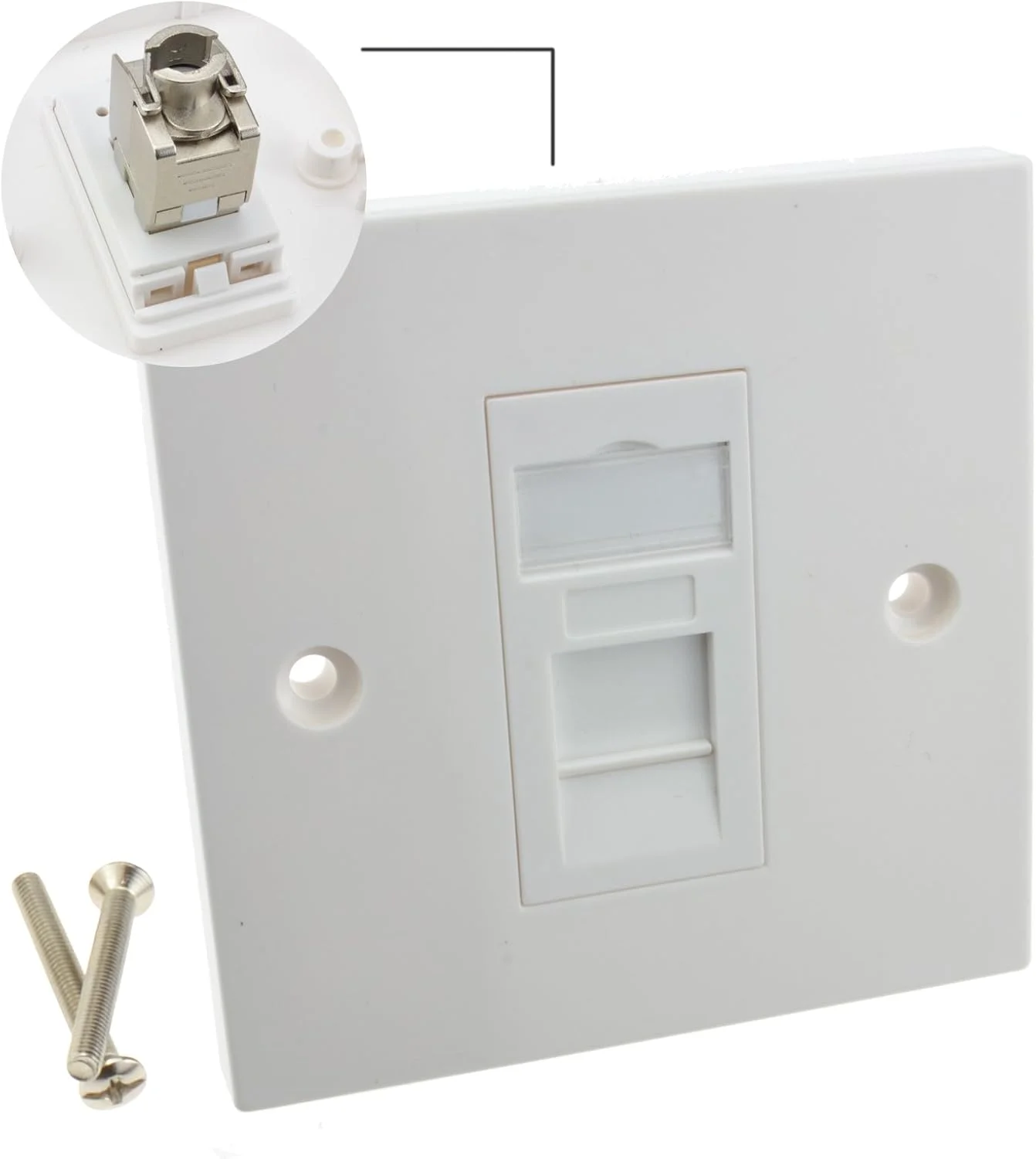 صفحه رو RJ45 محافظ دار Cat6A تک پورت بدون نیاز به ابزار به همراه کیستون [صفحه رو خروجی دیواری اترنت با ماژول EuroMod Cat6A]