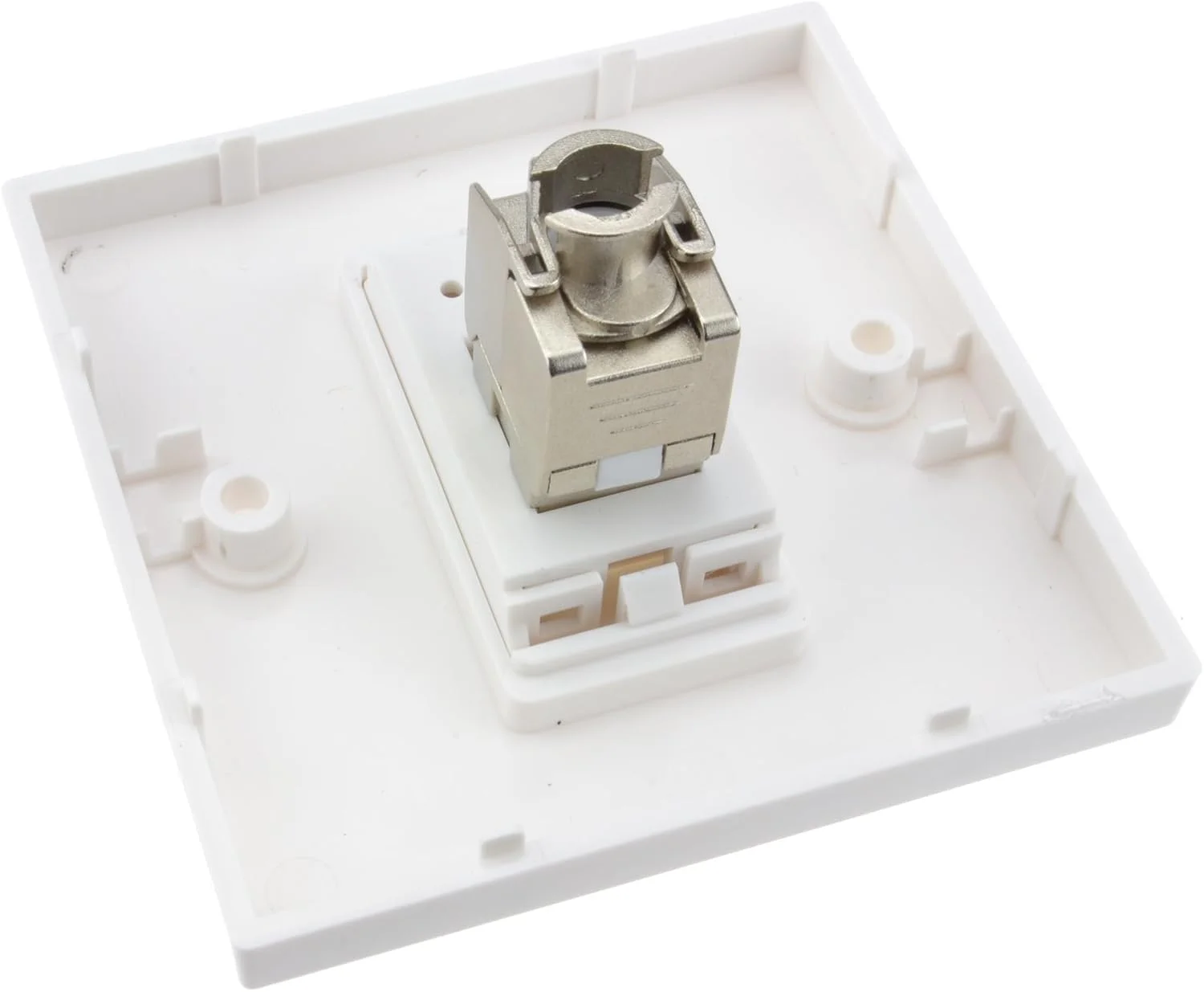 صفحه رو RJ45 محافظ دار Cat6A تک پورت بدون نیاز به ابزار به همراه کیستون [صفحه رو خروجی دیواری اترنت با ماژول EuroMod Cat6A]