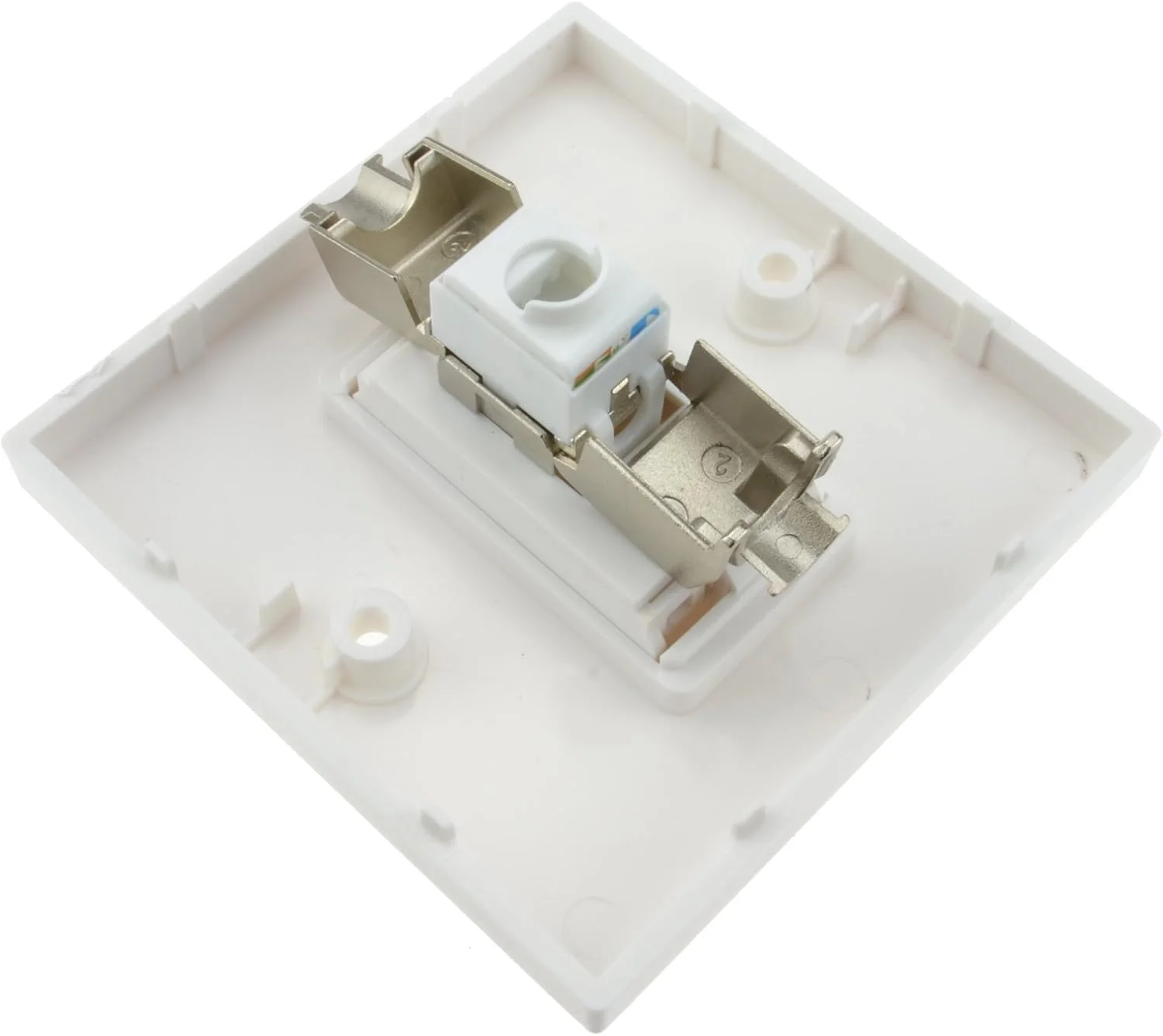 صفحه رو RJ45 محافظ دار Cat6A تک پورت بدون نیاز به ابزار به همراه کیستون [صفحه رو خروجی دیواری اترنت با ماژول EuroMod Cat6A]