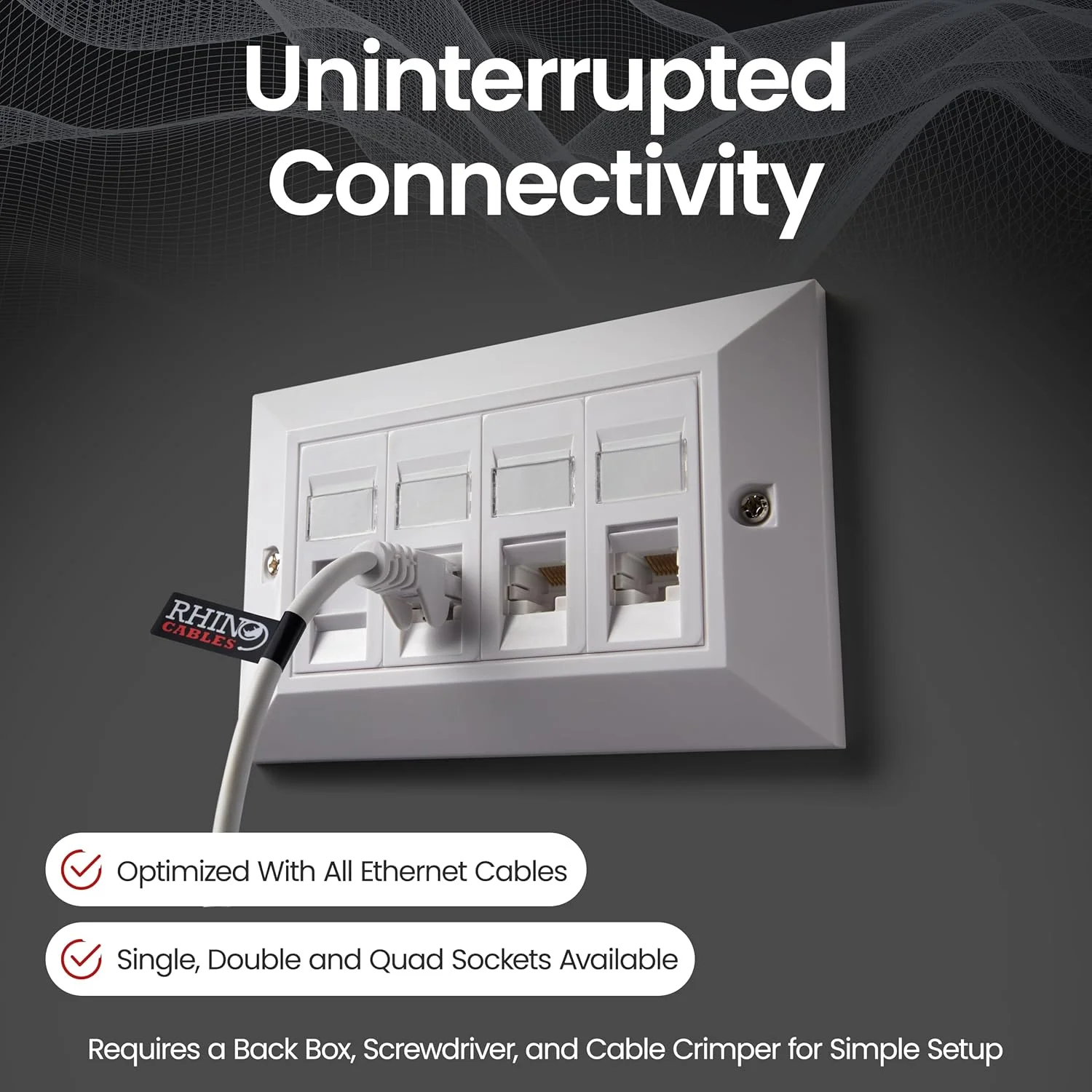 صفحه اتصال اترنت CAT6 راینوکابلز | سوکت دیواری تکی 1، دوتایی 2 و چهارتایی 4 پورت RJ45 | راه اندازی CAT 6 برای پرینترها، VoIP، تلفن ها و موارد دیگر | توسعه شبکه برای خانه یا کسب و کار (4 پورت، بسته 4 عددی) - تصویر 2