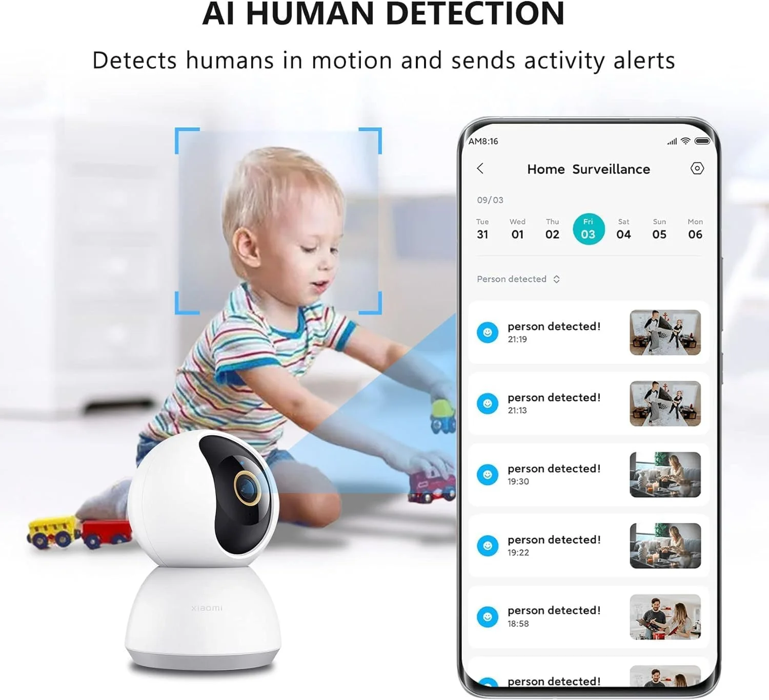 دوربین هوشمند شیائومی C300 | دوربین نظارتی داخلی با وای فای 360 درجه | دوربین امنیتی بی سیم با وضوح 2K | دوربین داخلی با تشخیص حرکت و دید در شب