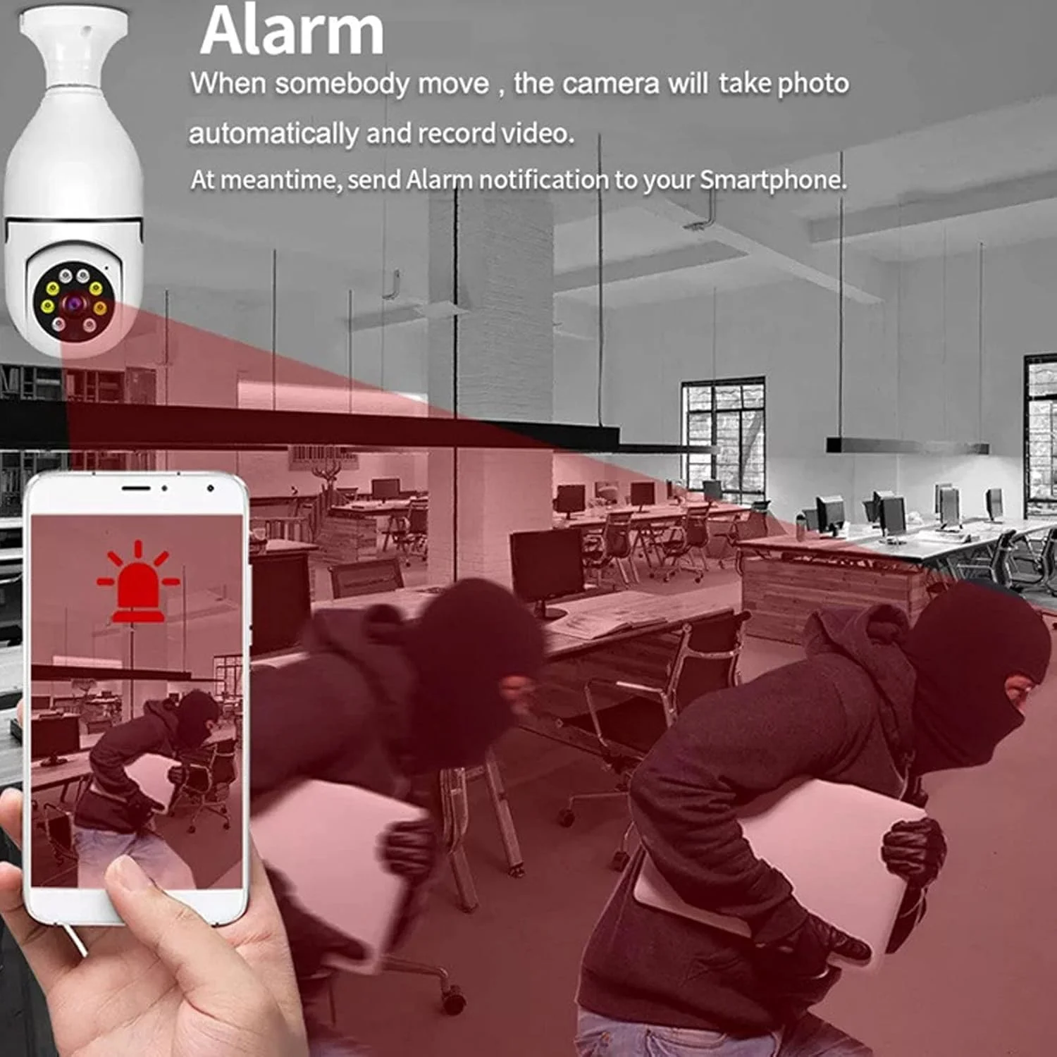 دوربین های امنیتی خانگی با لامپ برای داخل و خارج از منزل، دوربین های نظارتی وای فای بی سیم 360 درجه 1080P با سوکت E27 و قابلیت تشخیص حرکت دوربین های امنیتی خانگی با لامپ برای داخل و خارج از منزل، دوربین های نظارتی وای فای بی سیم 360 درجه 1080P با سوکت E27 و قابلیت تشخیص حرکت