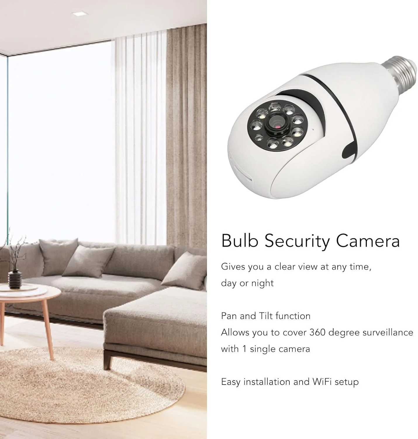 دوربین های امنیتی خانگی با لامپ برای داخل و خارج از منزل، دوربین های نظارتی وای فای بی سیم 360 درجه 1080P با سوکت E27 و قابلیت تشخیص حرکت دوربین های امنیتی خانگی با لامپ برای داخل و خارج از منزل، دوربین های نظارتی وای فای بی سیم 360 درجه 1080P با سوکت E27 و قابلیت تشخیص حرکت