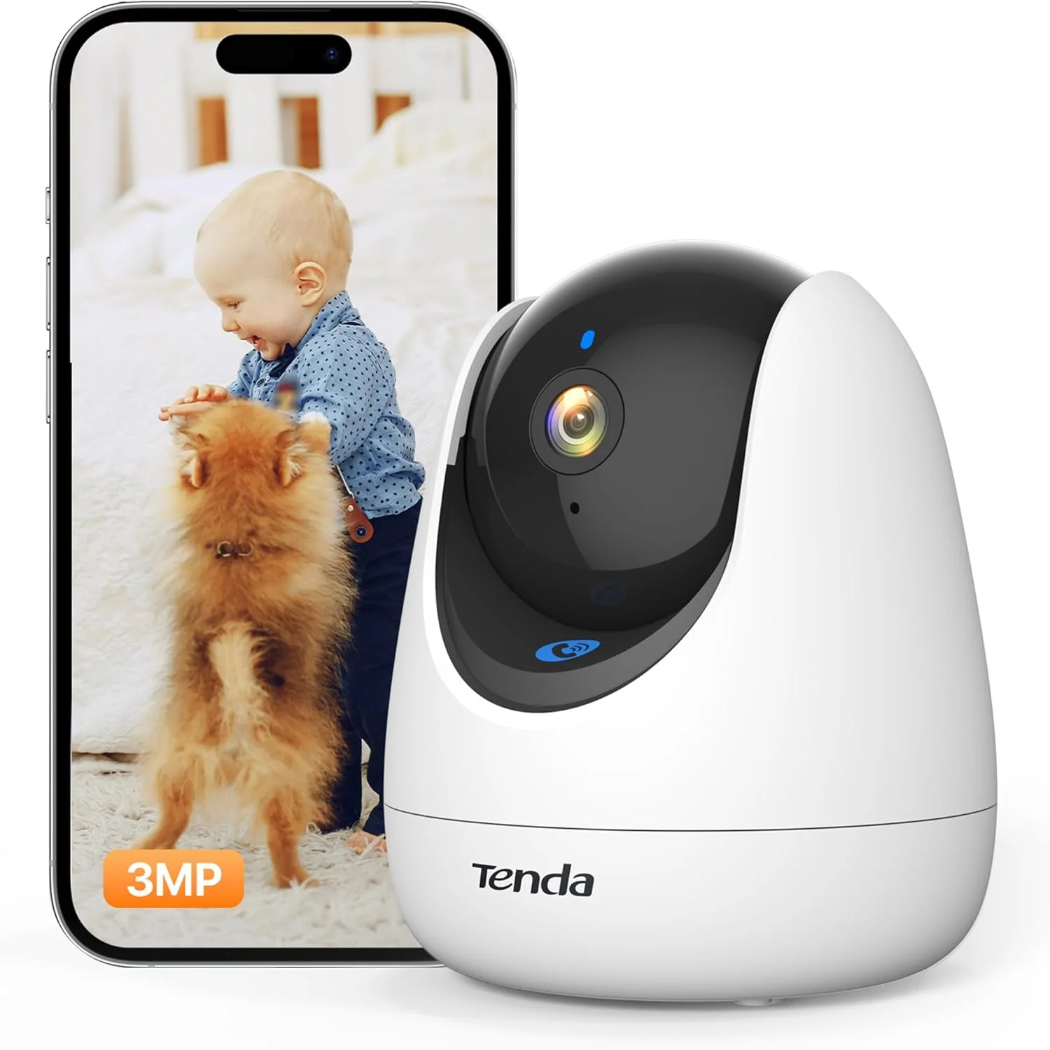 دوربین مداربسته امنیتی Tenda CP3، دوربین مداربسته IP داخلی گنبدی 1920 x 1080 پیکسل، قابل نصب روی سقف، دیوار و میز