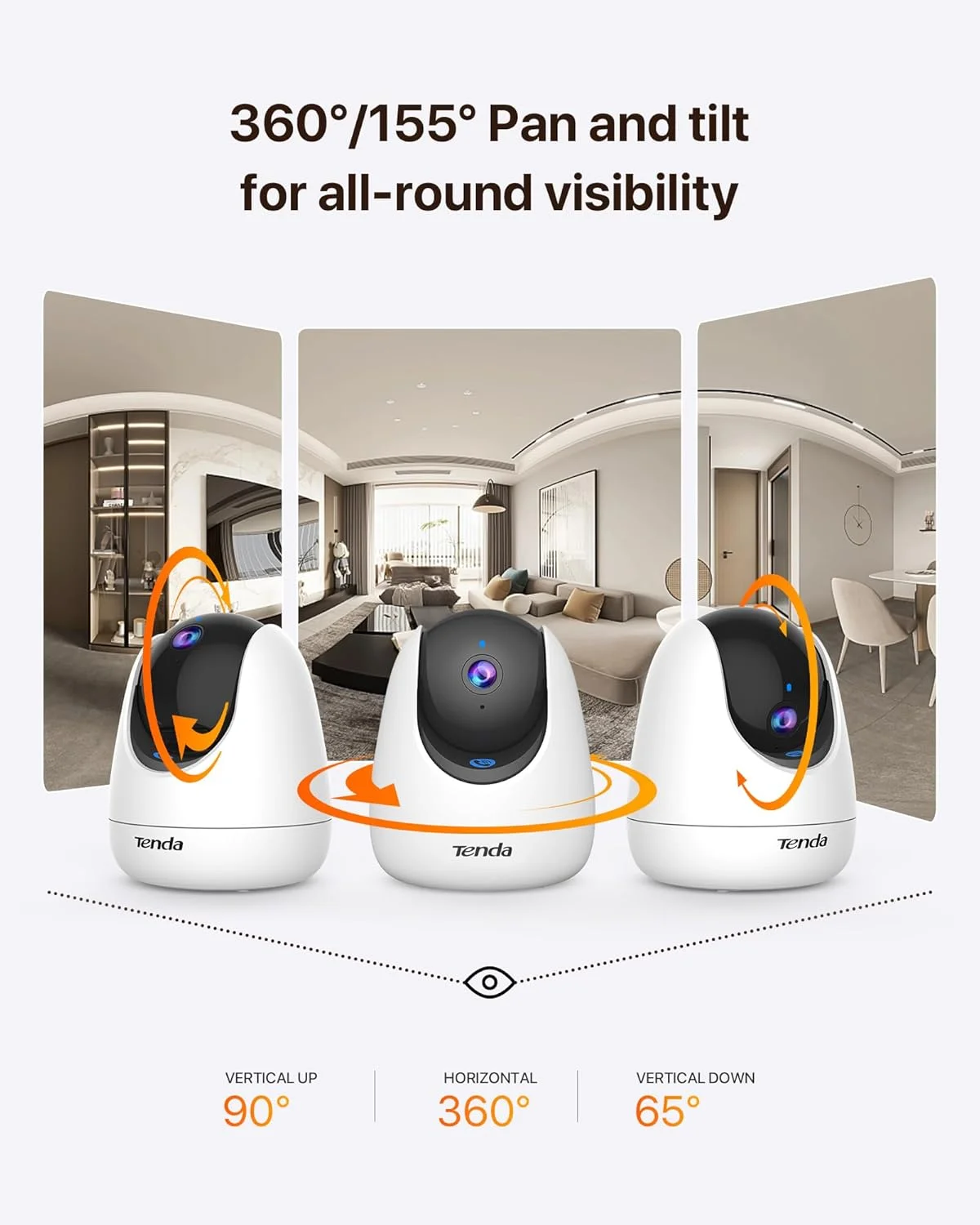 دوربین امنیتی 2K تندا مدل CP3 Pro، دوربین وای فای 6 مناسب حیوانات خانگی و کودک برای امنیت خانه، تماس با یک لمس، تشخیص انسان/حیوان خانگی/گریه کودک، دید در شب، دوربین وای فای داخلی برای داخل خانه