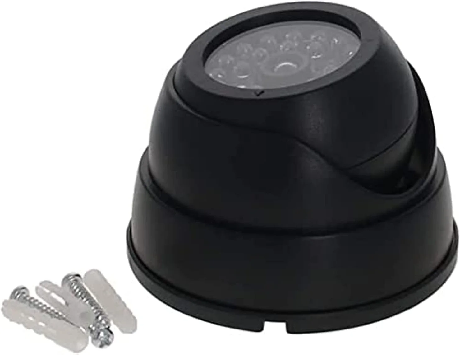 دوربین مداربسته فیک تام ویژن، دوربین مداربسته دام CCTV شبیه سازی شده با چراغ قرمز چشمک زن بی سیم لنز برای خانه، فضای باز، داخل خانه، کسب و کار (1، مشکی)