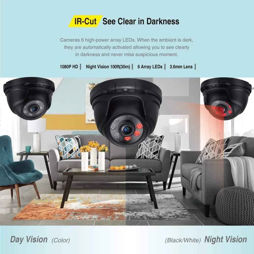 دوربین دام فول اچ دی 1080P 2.0MP تانتون، بدنه تمام فلزی، دید در شب تا 20 متر، 6 عدد LED مادون قرمز با برش IR، مناسب برای سیستم دوربین مداربسته TVI و هیبریدی و DVR (مشکی) دوربین دام فول اچ دی 1080P 2.0MP تانتون، بدنه تمام فلزی، دید در شب تا 20 متر، 6 عدد LED مادون قرمز با برش IR، مناسب برای سیستم دوربین مداربسته TVI و هیبریدی و DVR (مشکی)