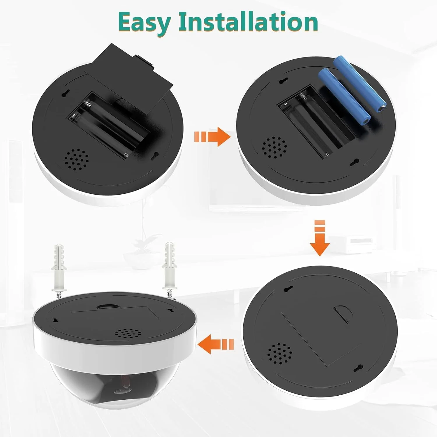 دوربین مداربسته دام (جعلی) طرح دوربین امنیتی با چراغ LED قرمز چشمک زن و برچسب هشدار امنیتی (SDW-2)، بسته 2 عددی، سفید