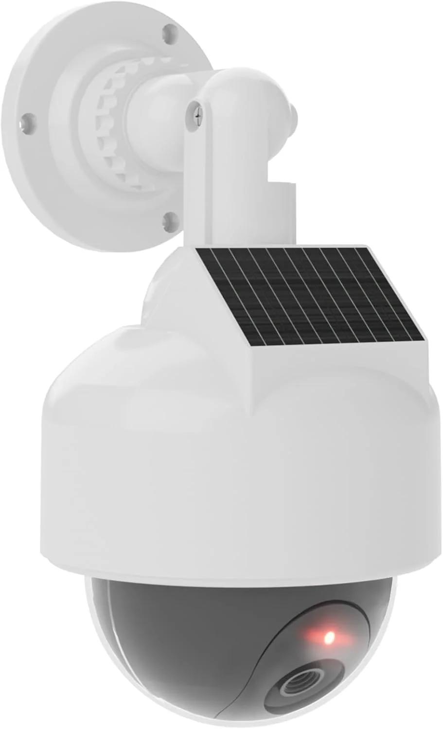 دوربین امنیتی جعلی خورشیدی WALI، دوربین گنبدی تقلبی بی سیم، دوربین های مداربسته شبیه سازی شده برای خانه، باغ و تجارت در فضای باز/داخلی با LED قرمز چشمک زن (DOW-SOL)، سفید
