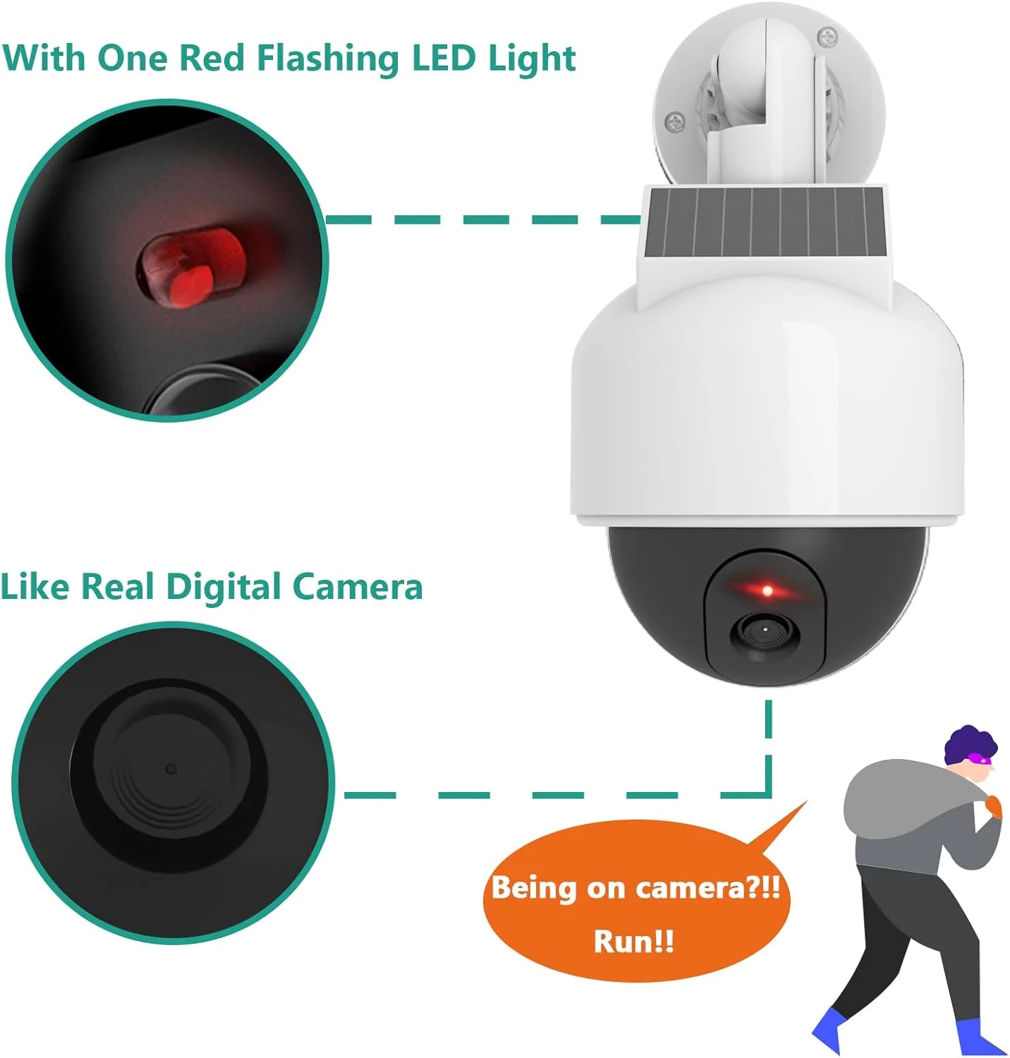 دوربین امنیتی جعلی خورشیدی WALI، دوربین گنبدی تقلبی بی سیم، دوربین های مداربسته شبیه سازی شده برای خانه، باغ و تجارت در فضای باز/داخلی با LED قرمز چشمک زن (DOW-SOL)، سفید دوربین امنیتی جعلی خورشیدی WALI، دوربین گنبدی تقلبی بی سیم، دوربین های مداربسته شبیه سازی شده برای خانه، باغ و تجارت در فضای باز/داخلی با LED قرمز چشمک زن (DOW-SOL)، سفید