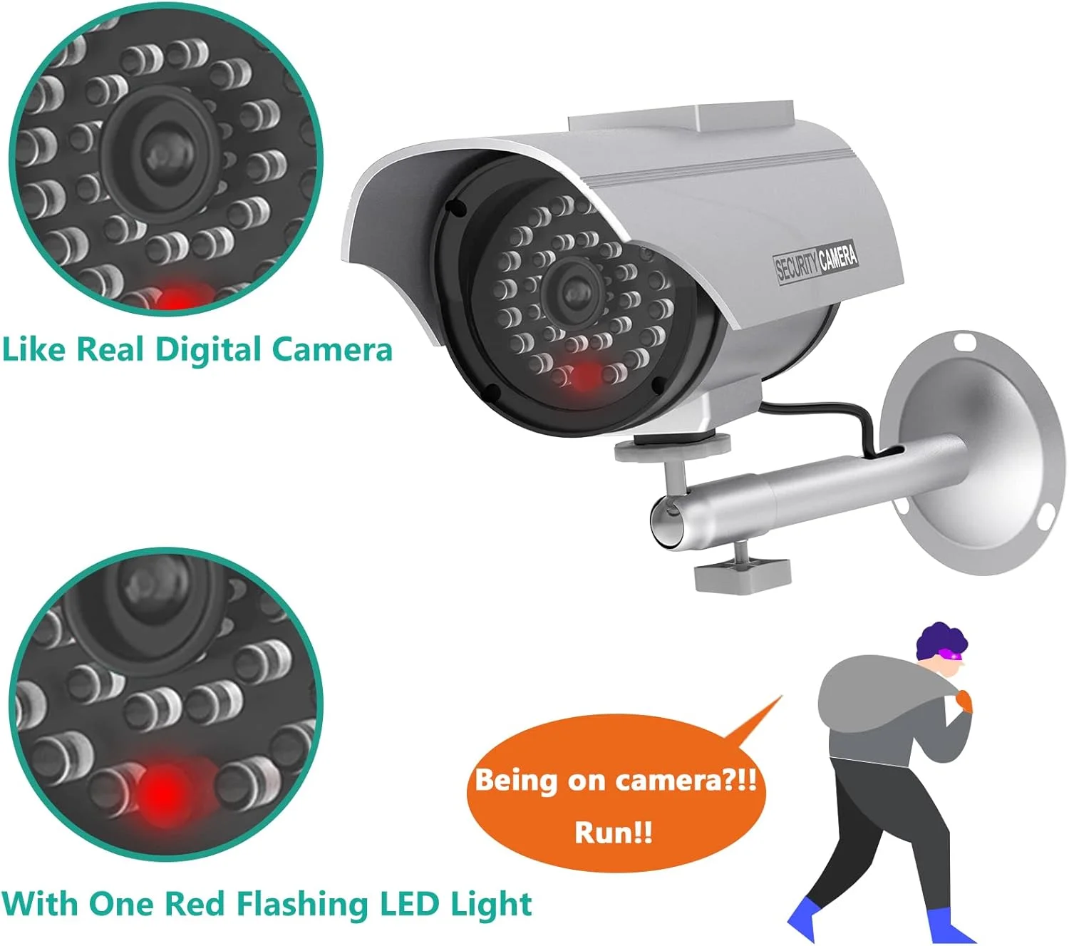 دوربین مداربسته جعلی و تقلبی خورشیدی WALI با چراغ LED و استیکر هشدار امنیتی (SOLTC-S4)، بسته 4 عددی، نقره ای، مناسب فضای داخلی و خارجی دوربین مداربسته جعلی و تقلبی خورشیدی WALI با چراغ LED و استیکر هشدار امنیتی (SOLTC-S4)، بسته 4 عددی، نقره ای، مناسب فضای داخلی و خارجی