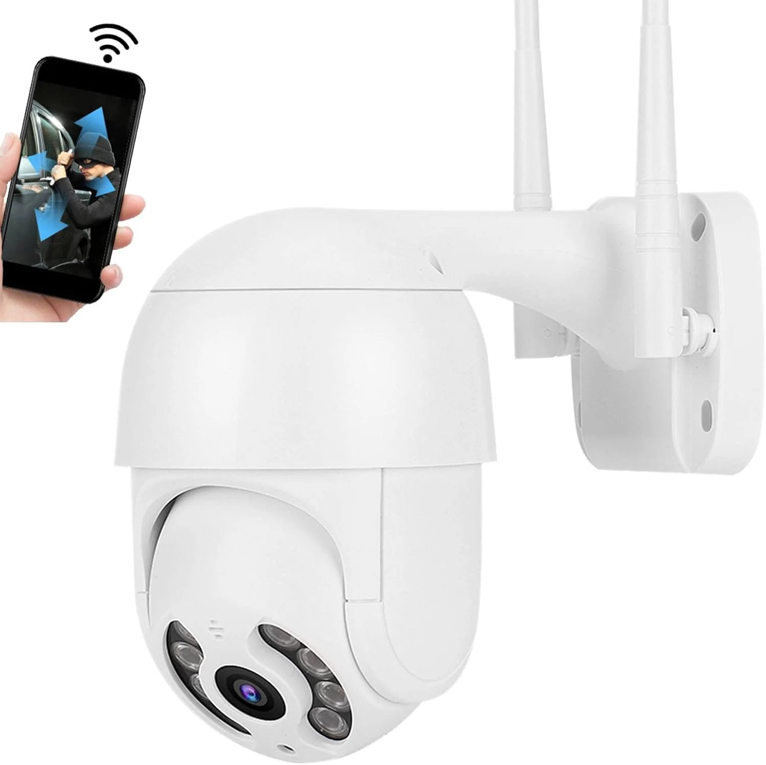 دوربین مداربسته دام PTZ ضدآب 2 اینچی 1080P با 8 چراغ، نظارت امنیتی با کنترل از راه دور 110-240 ولت، اشتراک گذاری چند نفره، تشخیص حرکت، دوربین هوشمند برای خانه و محل کار (US)