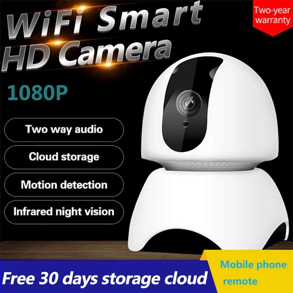 دوربین مداربسته بی سیم، مانیتور خانگی وای فای HD 1080P، سیستم دید 360 درجه با دید در شب، تشخیص حرکت صوتی دو طرفه، مشاهده از راه دور