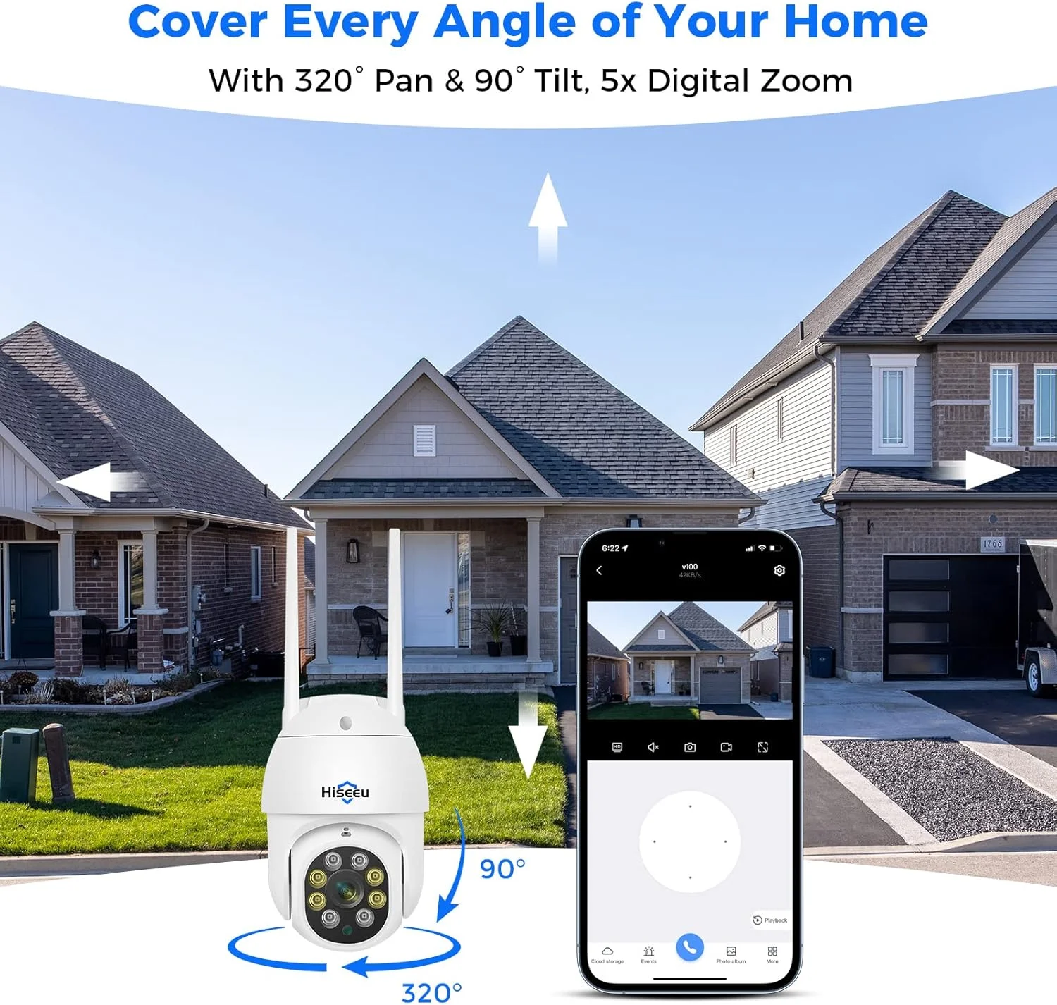 سیستم دوربین بی سیم PTZ هایسیو 3 مگاپیکسلی، سیستم دوربین امنیتی صوتی دو طرفه، ردیابی خودکار، دید در شب تمام رنگی، ضد آب IP66، NVR قابل ارتقا 10 کاناله، ضبط 24/7 با هارد دیسک 1 ترابایتی…